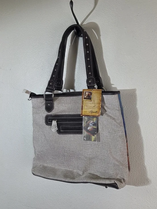 Montana West Horse Canvas Tote Bag NWT Laurie Prindle Western Cowgirl Shoulder - Picture 8 of 15